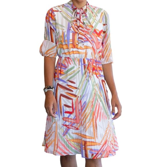 New York Company Womens‎ Multicolor Artsy Abstract Dress Half Sleeve Size L NWT - Picture 2 of 8